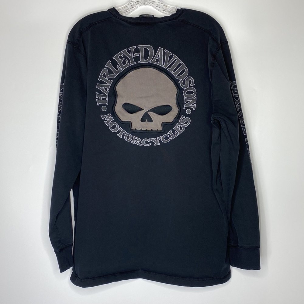 Harley Davidson Black Long Sleeve Skull Shirt Size Large